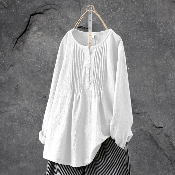 Camicetta ariosa boho-chic – con abbottonatura e volant