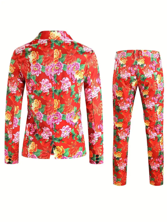 Completo chic a 2 pezzi con motivo floreale