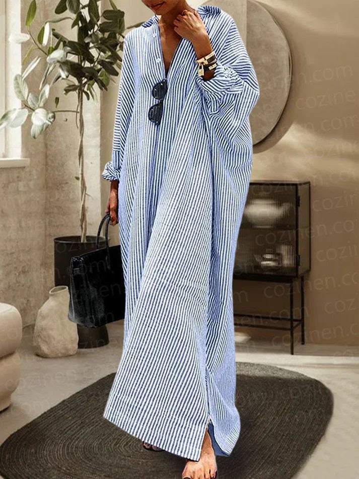 Abito ampio e irregolare con cardigan a righe in taglie forti