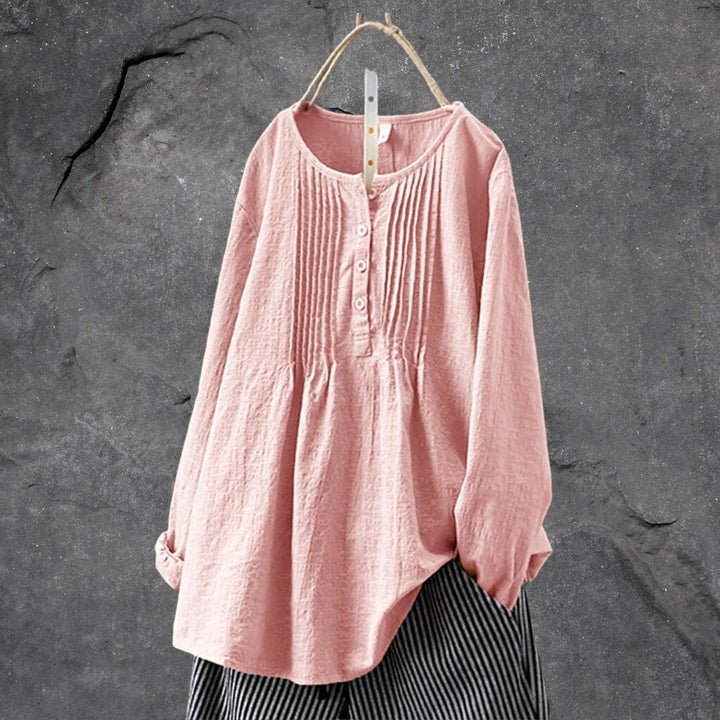 Camicetta ariosa boho-chic – con abbottonatura e volant