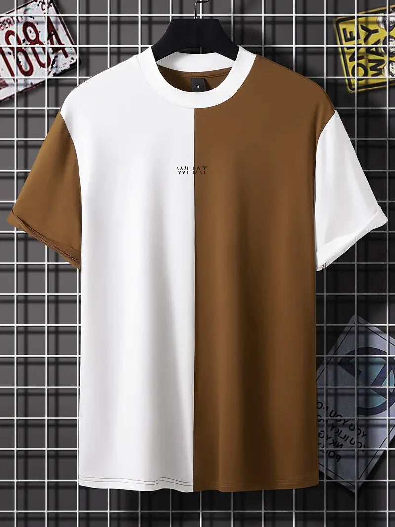 Robert - t-shirt elegante color block con maniche corte e scollo rotondo