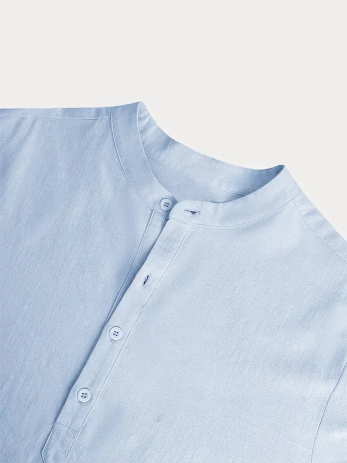 Camicia casual da uomo a maniche lunghe realizzata in lino e cotone