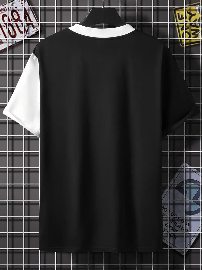 Robert - t-shirt elegante color block con maniche corte e scollo rotondo