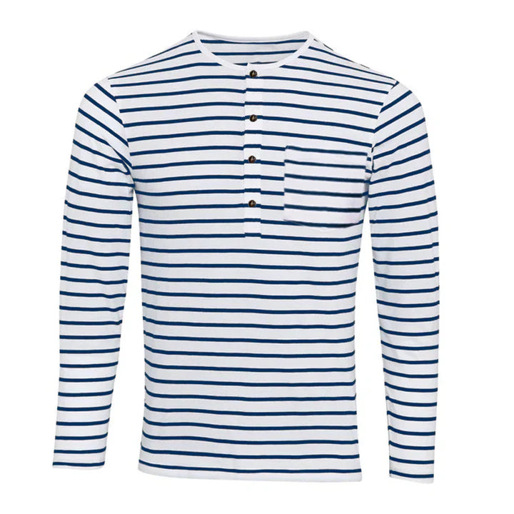 Josh - camicia a righe a maniche lunghe con colletto alla coreana