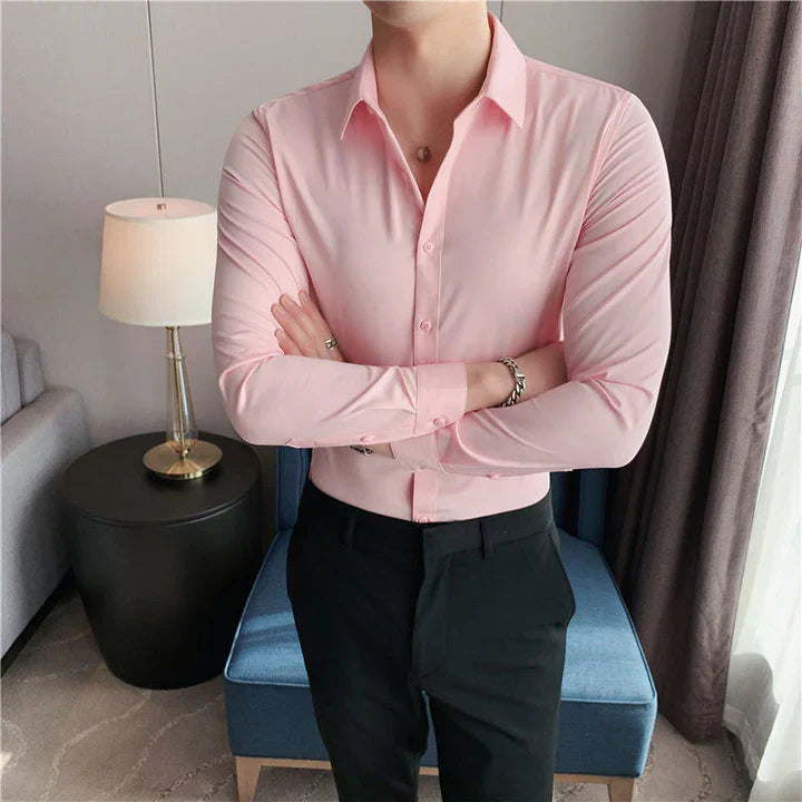Elegantes herren- camicia business con vestibilità slim e collo Kent