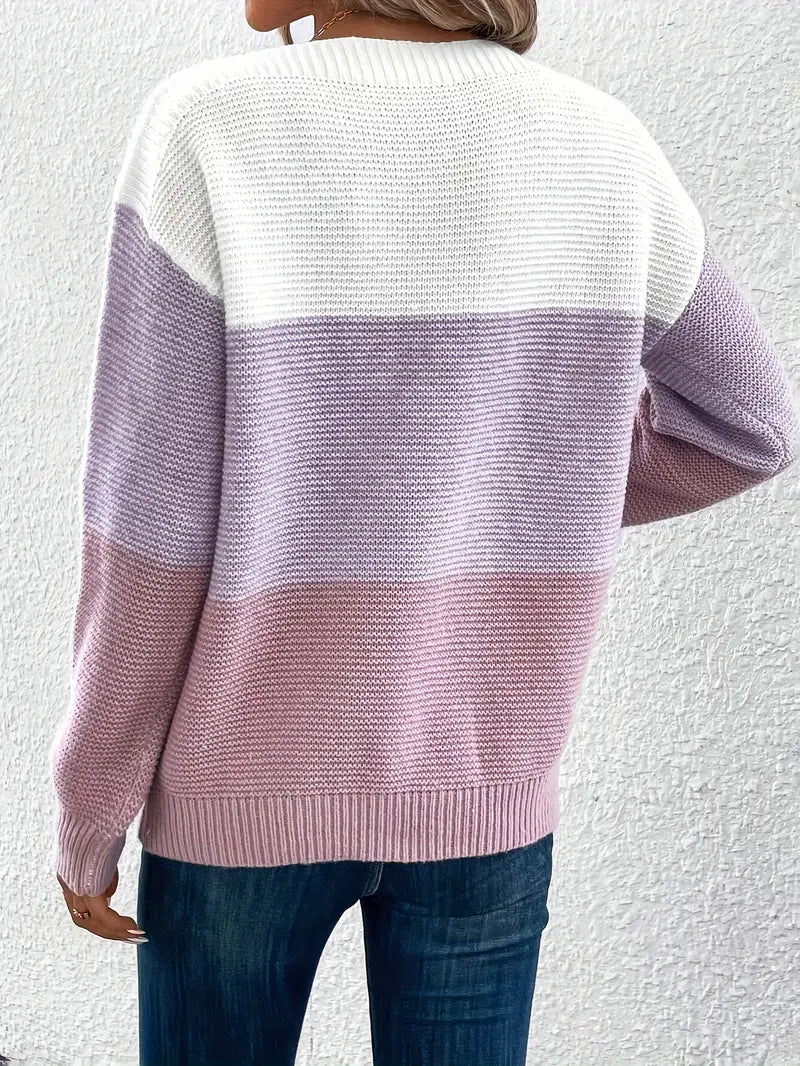 Natalie – maglione girocollo a maniche lunghe color-block