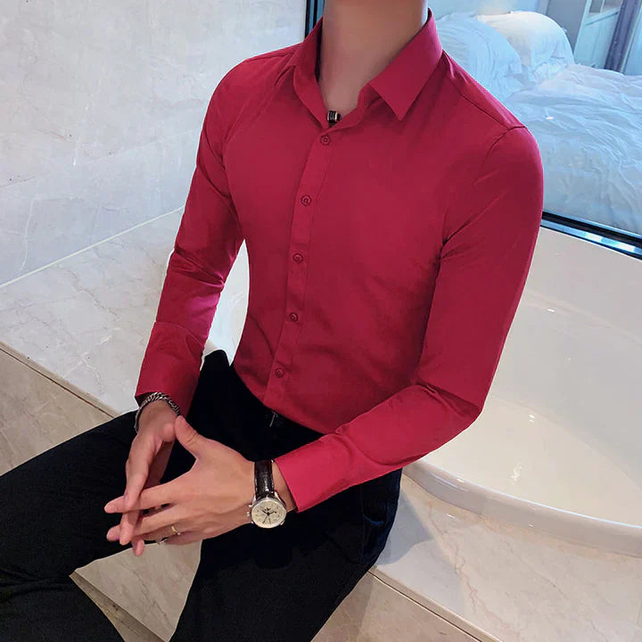 Elegantes herren- camicia business con vestibilità slim e collo Kent