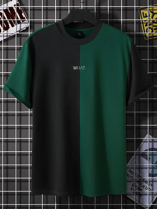 Robert - t-shirt elegante color block con maniche corte e scollo rotondo
