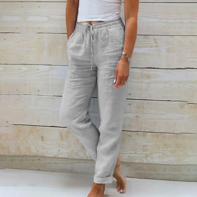 【Cotone e lino】Pantaloni casual dal taglio dritto