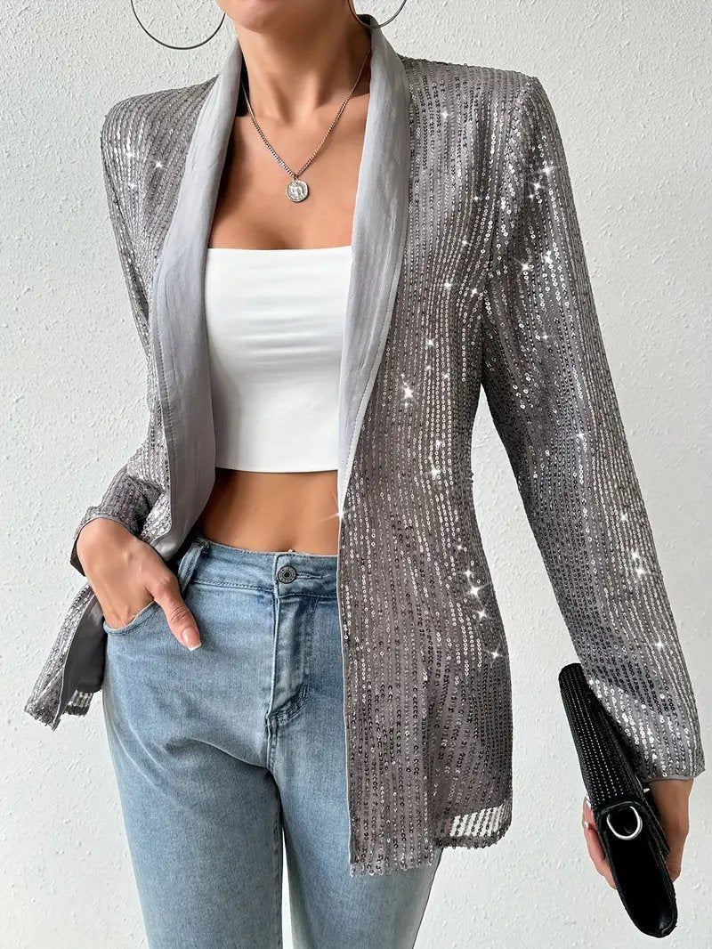 Blazer grigio con paillettes lucide | Aereo