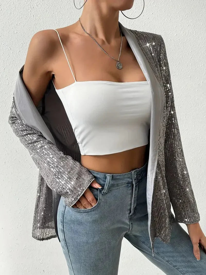 Blazer grigio con paillettes lucide | Aereo