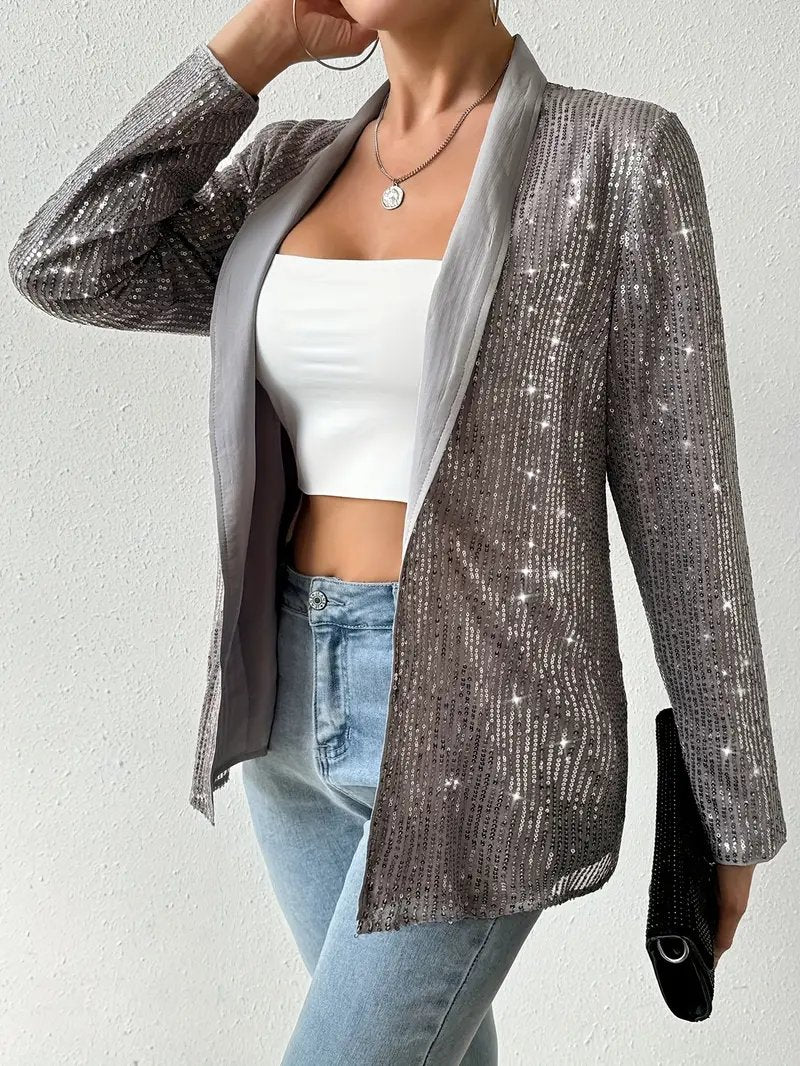 Blazer grigio con paillettes lucide | Aereo