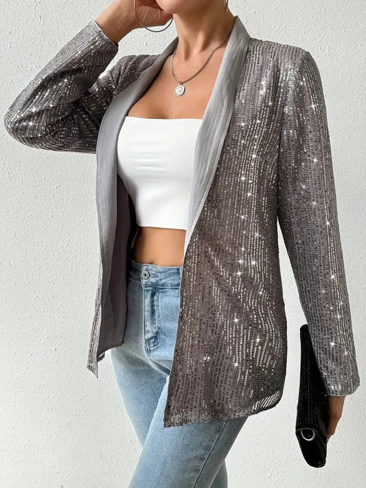Blazer grigio con paillettes lucide | Aereo