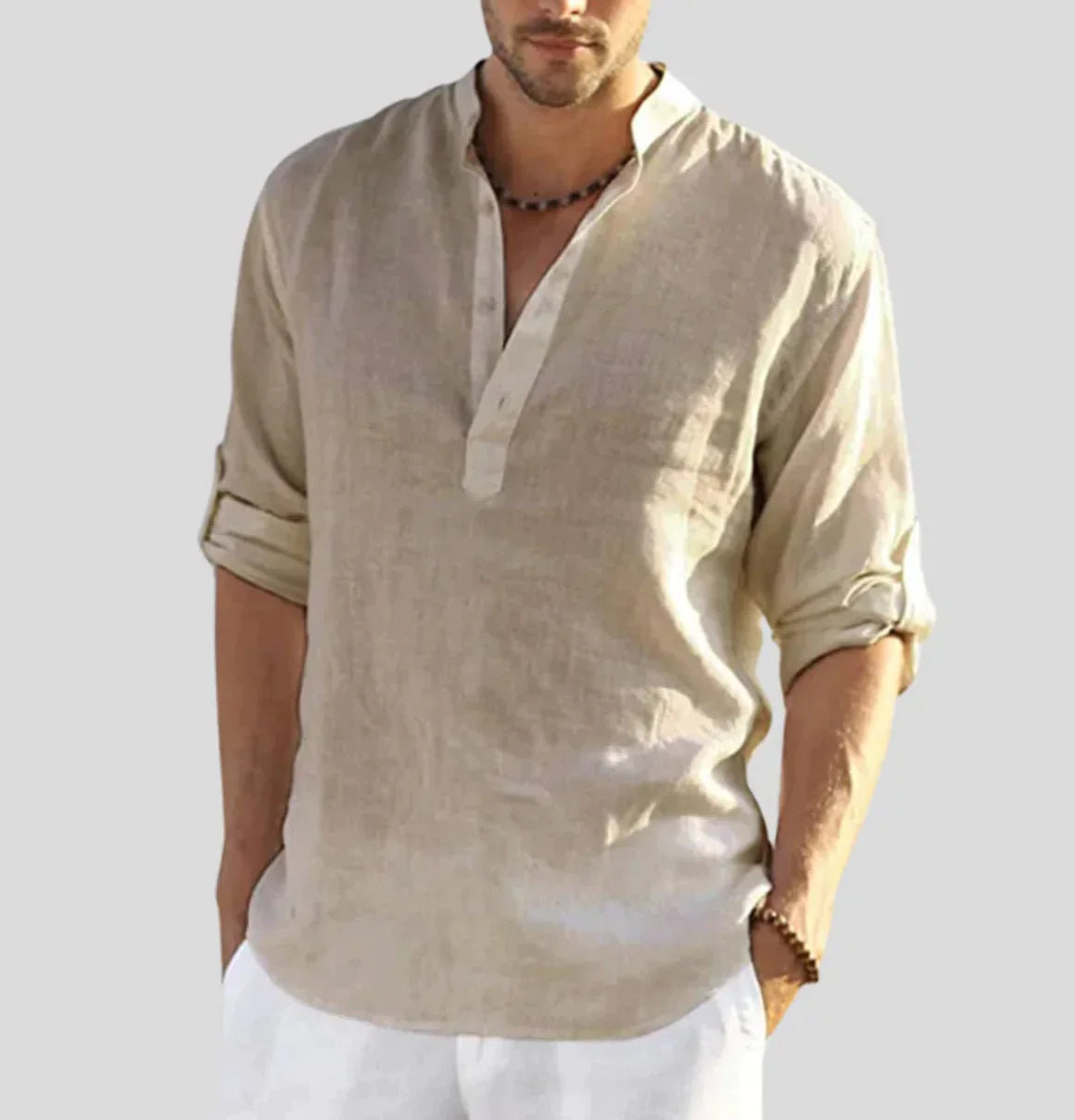 Adriano – elegante camicia in lino con colletto