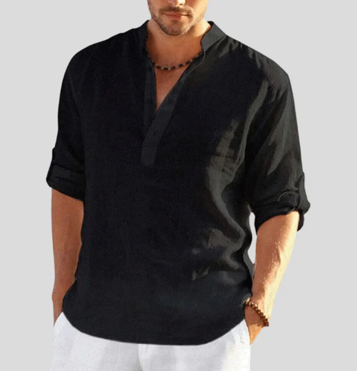 Adriano – elegante camicia in lino con colletto