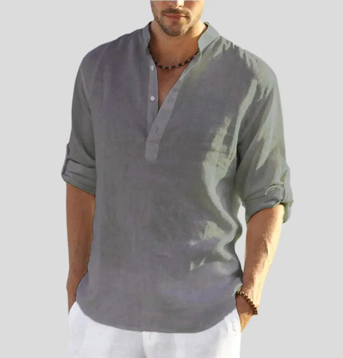 Adriano – elegante camicia in lino con colletto