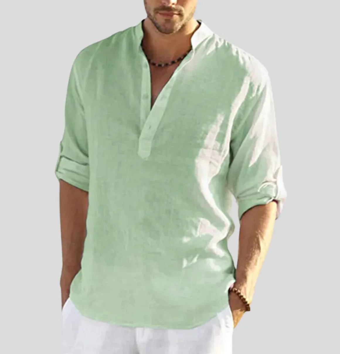 Adriano – elegante camicia in lino con colletto