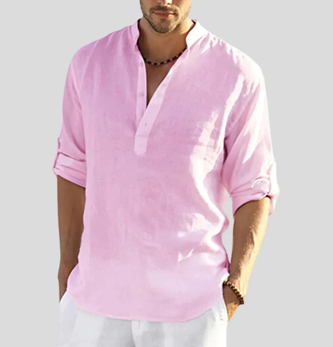 Adriano – elegante camicia in lino con colletto
