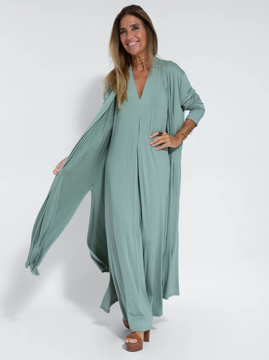 Ayania - set di abito lungo snellente e gilet