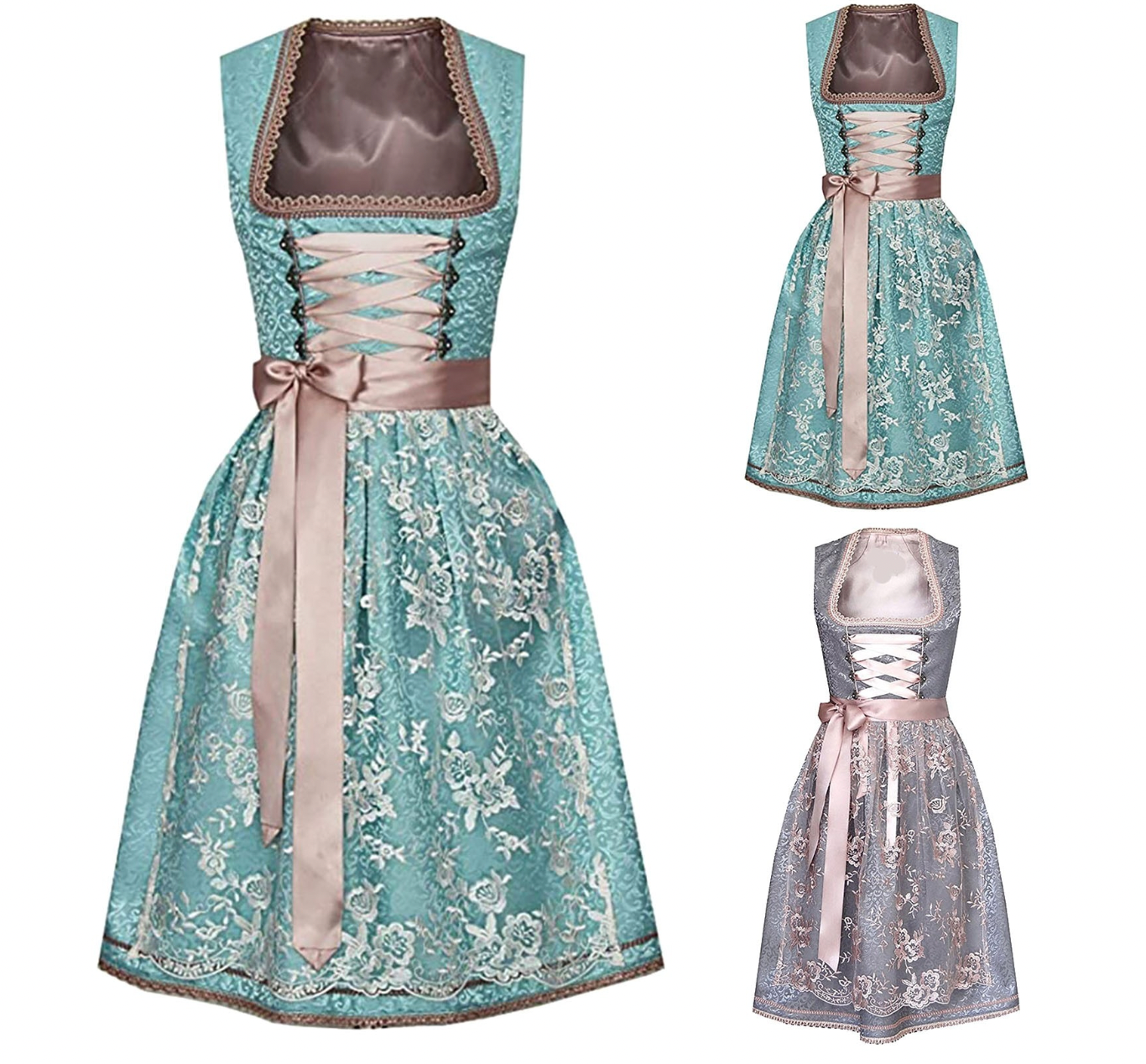 Trachtig mia- costume unico per donna con grembiule e camicetta