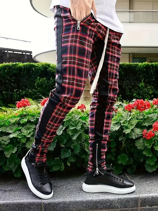 Pantaloni streetwear a scacchi per uomo