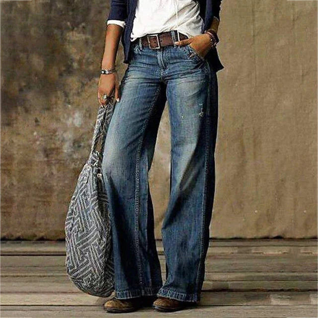 Cess - pantaloni in denim a gamba larga