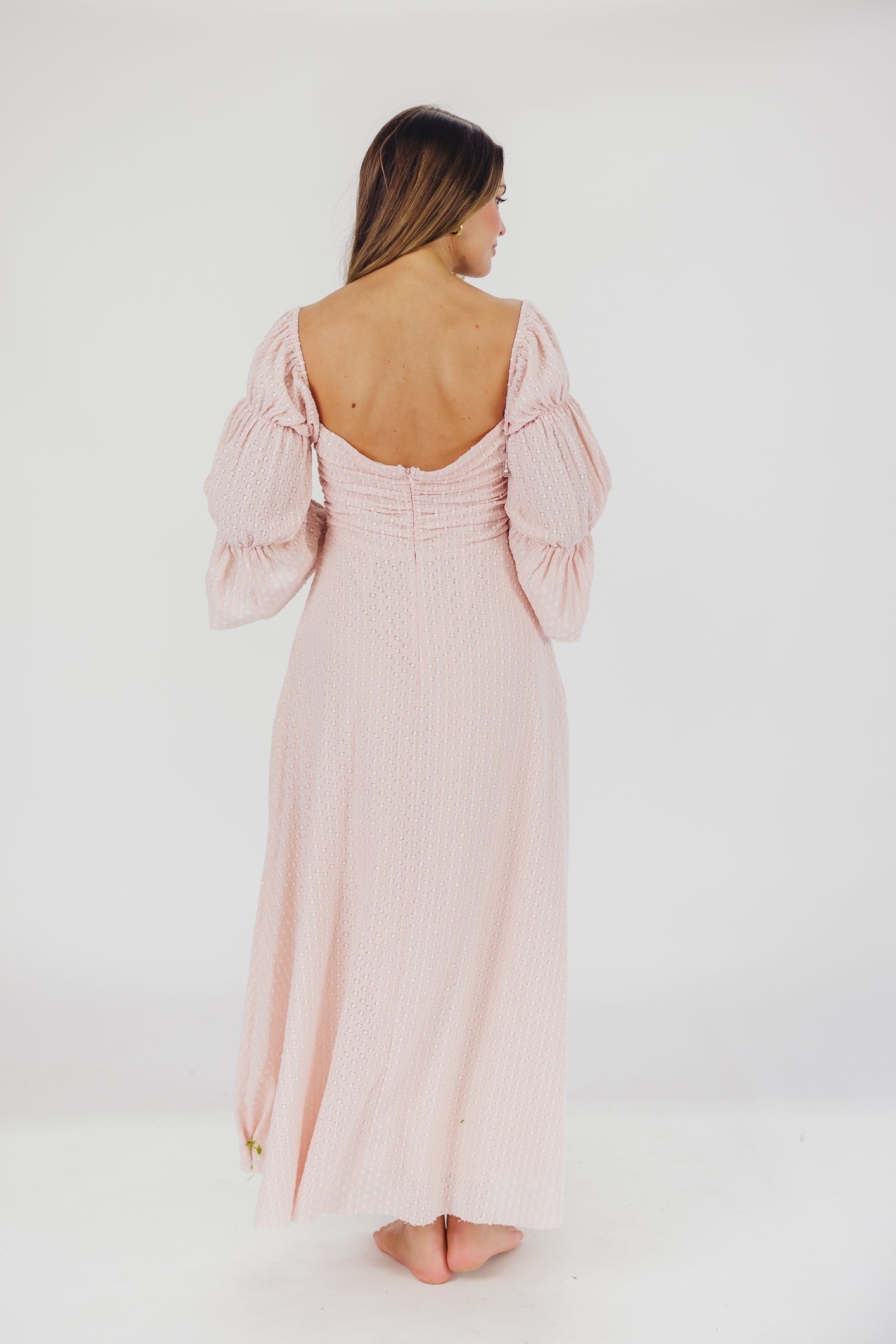 Abito lungo con maniche a balze e tasche corrine in rosa ballerina - Bump friendly