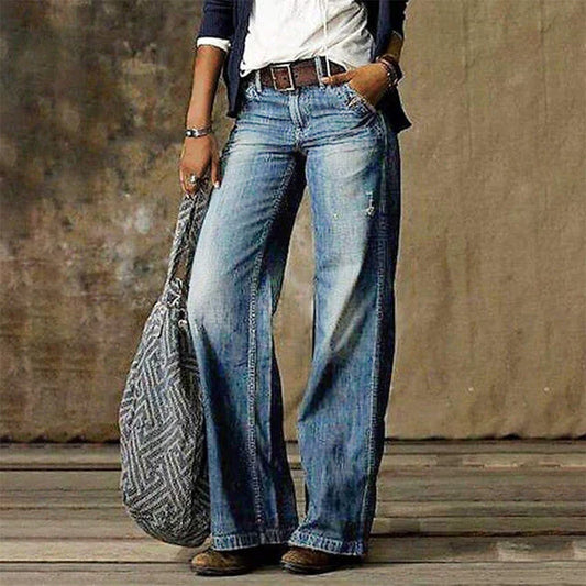 Cess - pantaloni in denim a gamba larga