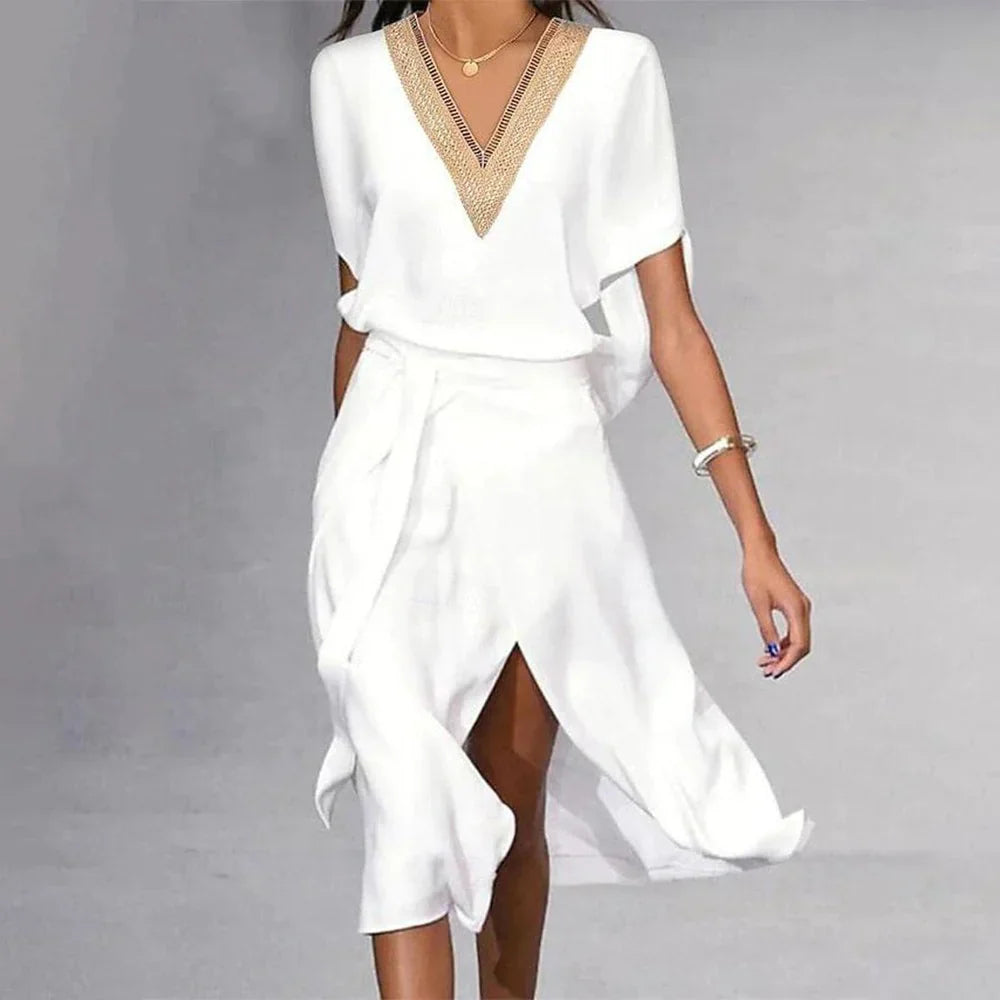 Isabella – abito midi moderno da donna con scollo a V