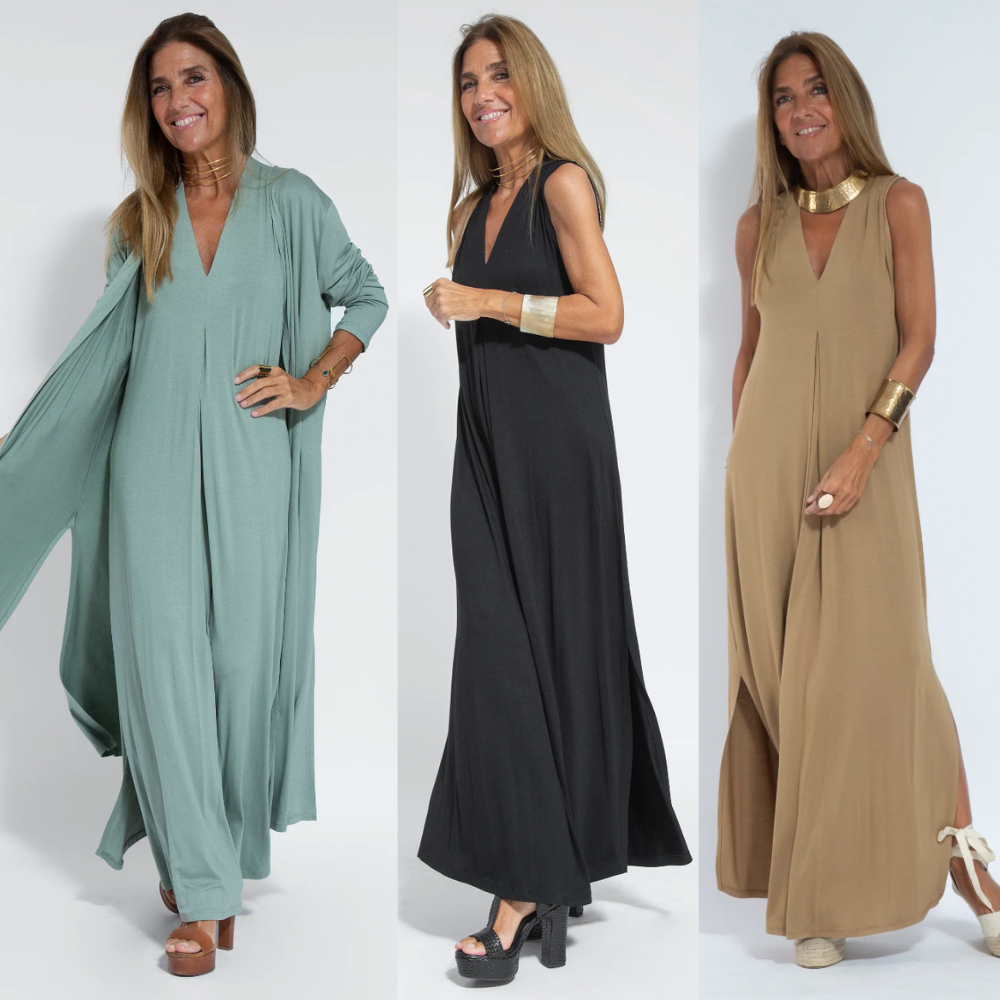 Ayania - set di abito lungo snellente e gilet