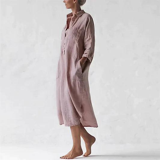 Lena - abito chemisier color malva di lunghezza midi