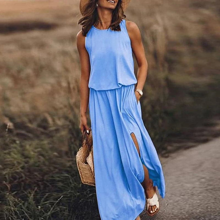 Aurelia - elegante abito lungo boho con elastico in vita