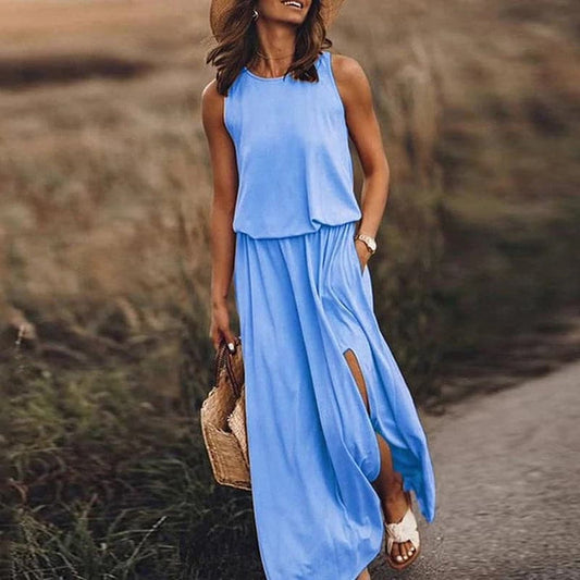 Aurelia - elegante abito lungo boho con elastico in vita