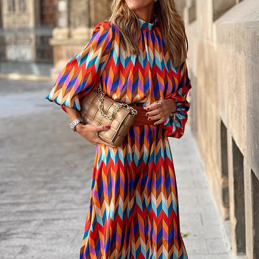 Emma - abito midi con stampa colorata