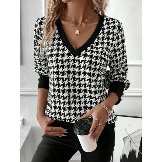 Isabelle moreau | elegante scollo a V maniche lunghe