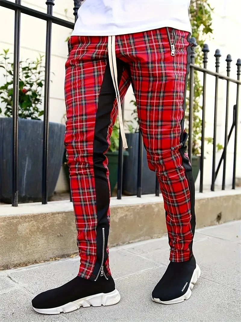 Pantaloni streetwear a scacchi per uomo
