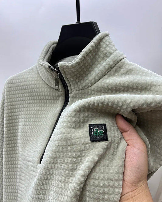 Maglione con mezza zip in pile di alpaca premium