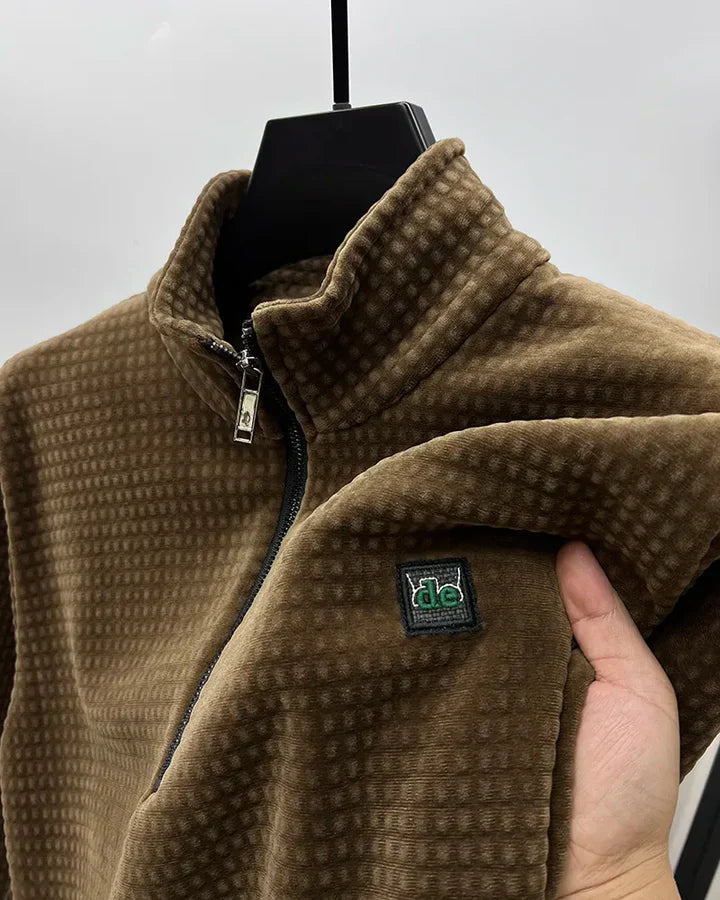 Maglione con mezza zip in pile di alpaca premium