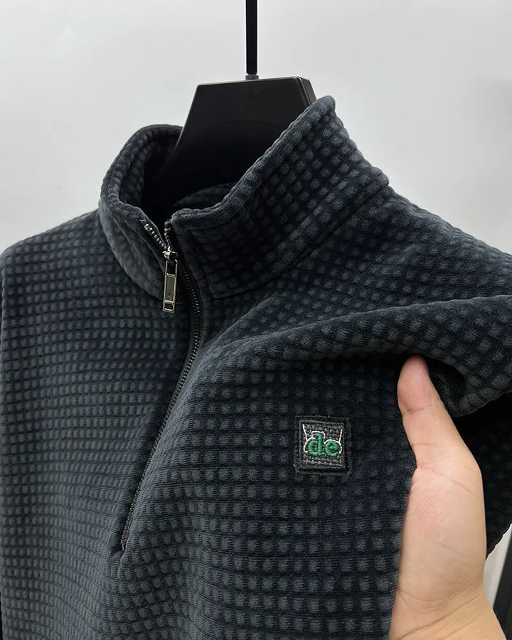 Maglione con mezza zip in pile di alpaca premium