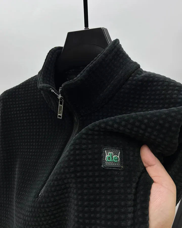 Maglione con mezza zip in pile di alpaca premium