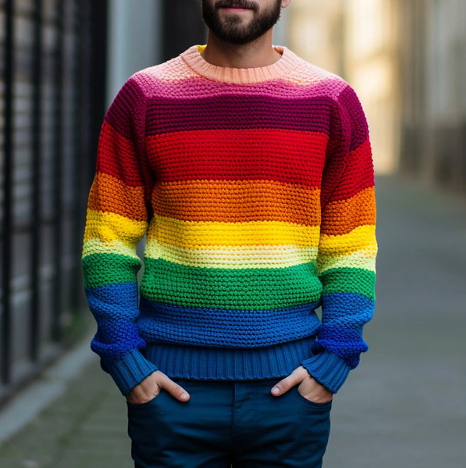 Rafferty – felpa con cappuccio arcobaleno per uomo