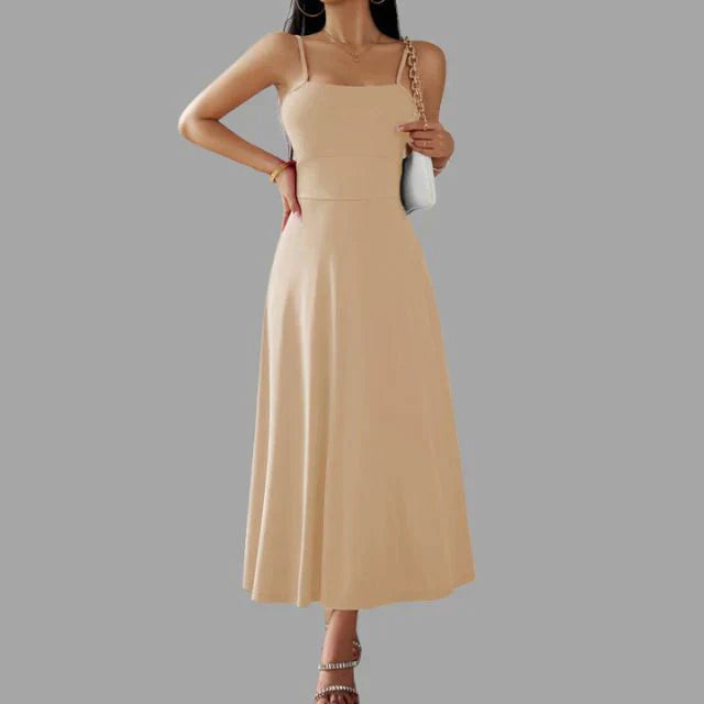 Julia - beige midi-schwingkleid