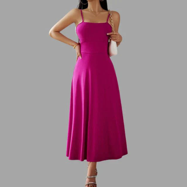 Julia - beige midi-schwingkleid