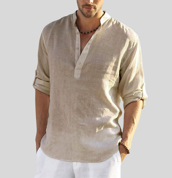 Carl - elegante camicia in lino con colletto