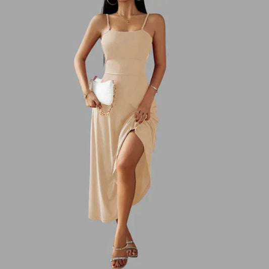 Julia - beige midi-schwingkleid
