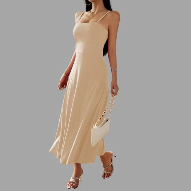 Julia - beige midi-schwingkleid