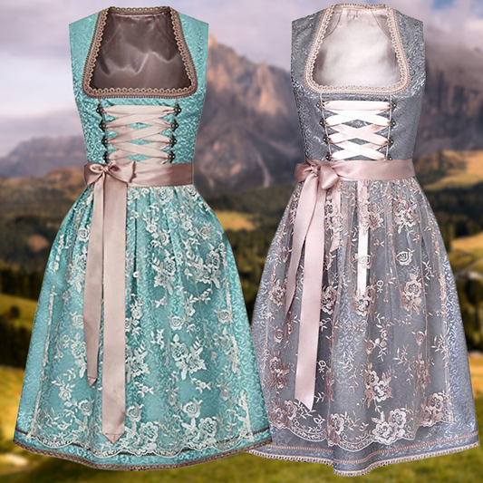 Trachtig mia- costume unico per donna con grembiule e camicetta