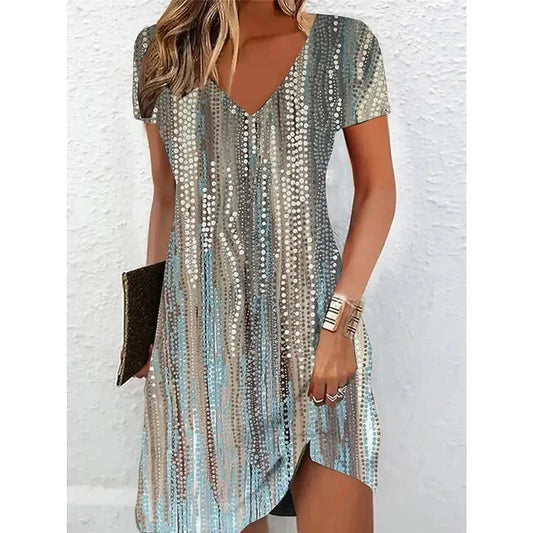 Bianca - abito da cocktail glitter beige