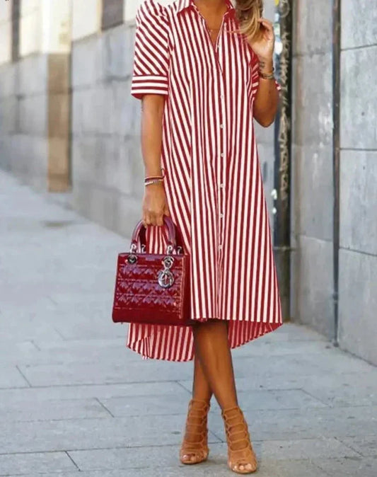 Clara - abito camicia a righe in bianco e nero