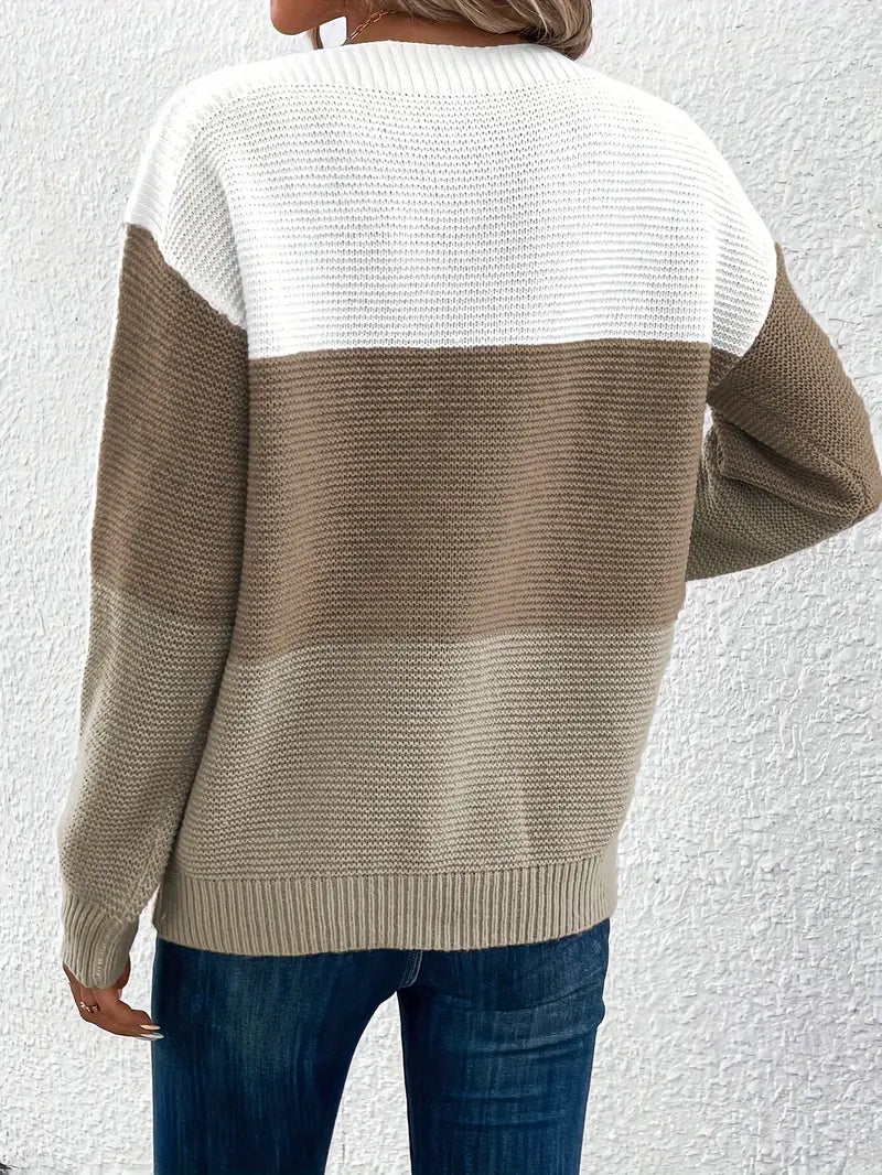 Natalie – maglione girocollo a maniche lunghe color-block